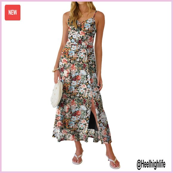 Dresses & Skirts - Summer Maxi Dress Formal Mesh Split Spaghetti Strap Wedding Guest Party Beach